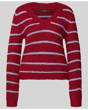 Vero Moda Regular Fit Strickpullover mit Woll-Anteil Modell 'AWESOME' - Rot