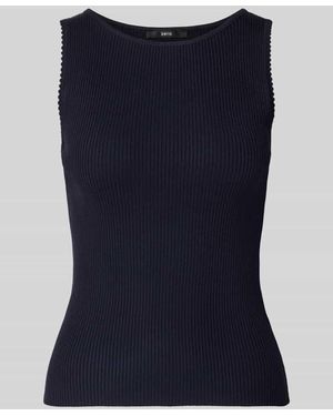 Zero Stricktop aus Viskose-Mix in Ripp-Optik - Blau