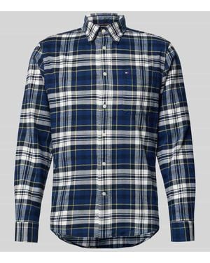 Tommy Hilfiger Regular Fit Flanellhemd aus reiner Baumwolle - Blau