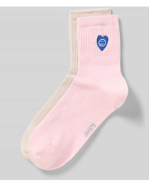 Jake*s Socken mit Motiv-Stitching - Pink