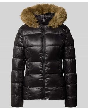 Review Steppjacke mit Kunstfell und Reißverschluss - Schwarz