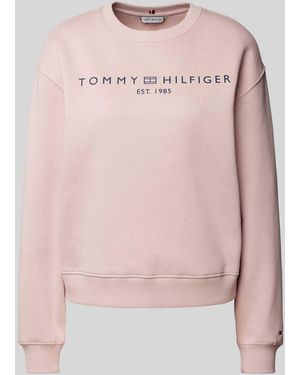 Tommy Hilfiger Regular Fit Sweatshirt mit Logo-Stitching - Pink