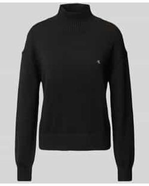 Calvin Klein Gebreide Pullover Met Ribboorden - Zwart