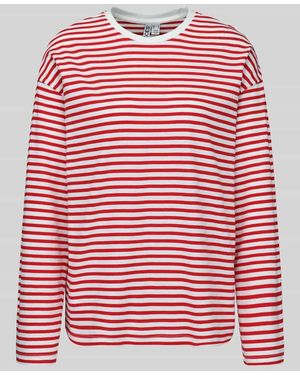 Pieces Regular Fit Langarmshirt aus Baumwoll-Mix Modell 'ADIE' - Rot