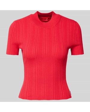 HUGO Strickshirt Mit Label-Detail Modell 'Sarpharim' - Rot