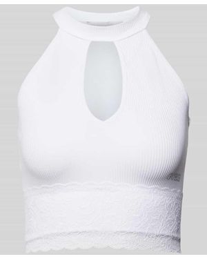 Guess Crop Top mit Neckholder - Weiß