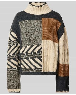 Jake*s Strickpullover mit Stehkragen - Schwarz