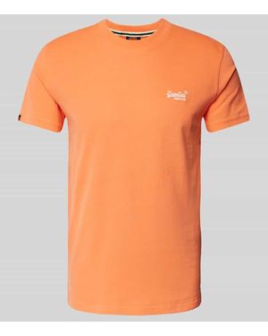 Superdry T-Shirt mit Label-Stitching - Orange
