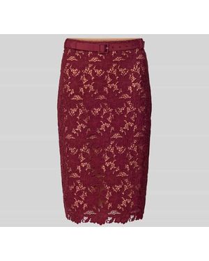 Self-Portrait Slim Fit Rock mit Allover-Spitzenbesatz - Rot