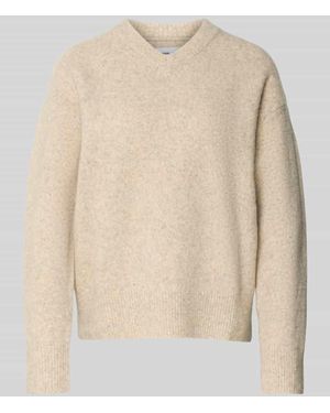 Samsøe & Samsøe Strickpullover mit gerippten Abschlüssen Modell 'SAMELODY' - Natur