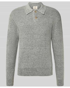 Redefined Rebel Strickpullover mit Polokragen Modell 'NIXON' - Grau