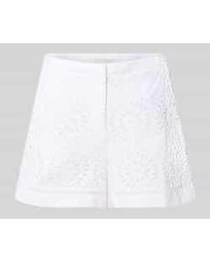 Stefanel Straight Fit Short Met Bloemige Opengewerkte Borduursels Model 'Fiorenza' - Wit