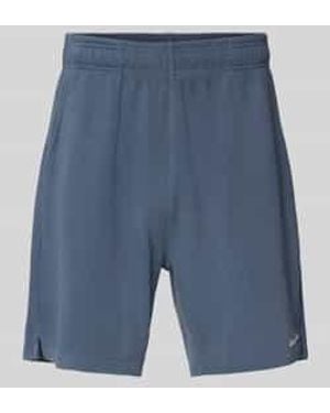 Another Cotton Lab Korte Relaxed Fit Broek Met Structuurmotief - Blauw