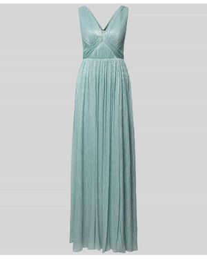 TROYDEN COLLECTION Schimmerndes Abendkleid mit V-Ausschnitt - Blau