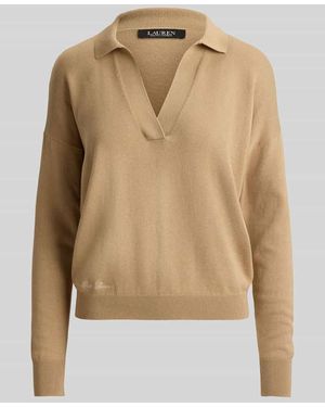 Ralph Lauren Relaxed Fit Pullover aus Baumwoll-Mix mit Polokragen - Natur