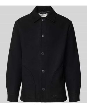 Forét Hemdjacke mit Umlegekragen und Knopfleiste Modell 'CAVE' - Blau