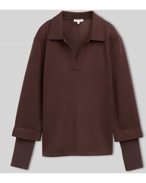 Tom Tailor Sweatshirt mit Polokragen aus Viskosemix - Braun