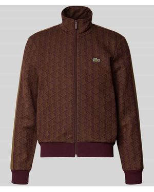 Lacoste Regular Fit Sweatjacke mit Monogramm-Print - Braun