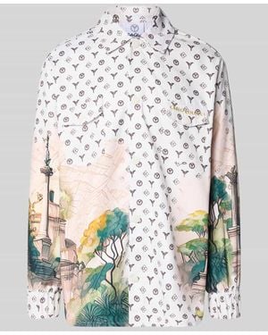 carlo colucci Oversized Freizeithemd mit Brusttaschen - Weiß