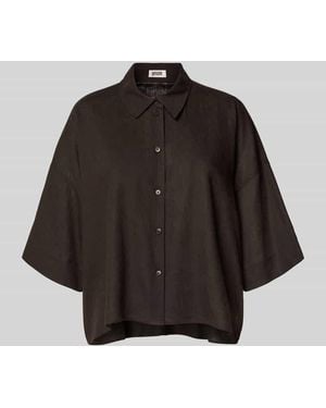 DRYKORN Relaxed Fit Bluse aus Leinen-Viskose-Mix - Schwarz