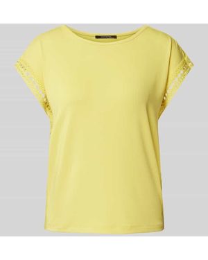 Comma, T-Shirt Mit Lochstickerei - Gelb