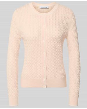Lacoste Regular Fit Strickjacke aus Baumwoll-Mix - Natur