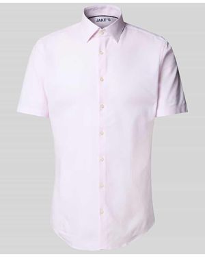 Jake*s Slim Fit Business-Hemd mit Knopfleiste - Weiß