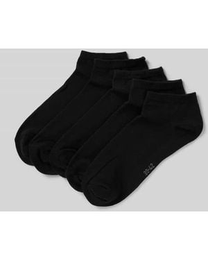 Camano Sneakersocken im 5er-Pack mit gerippten Bündchen - Schwarz