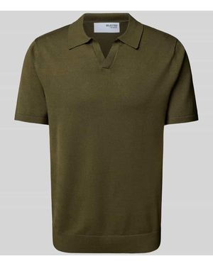 SELECTED Poloshirt Mit V-Ausschnitt Modell 'Teller' - Grün