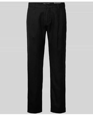 Marc O' Polo Tapered Leinenhose mit Bundfalte Modell 'OSBY JOGGER' - Schwarz