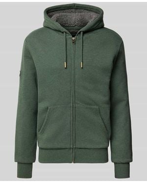 Superdry Regular Fit Sweatjacke mit geteilter Känguru-Tasche Modell 'Borg' - Grün