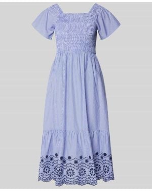 B.Young Midikleid mit Smok-Details Modell 'INZI' - Blau