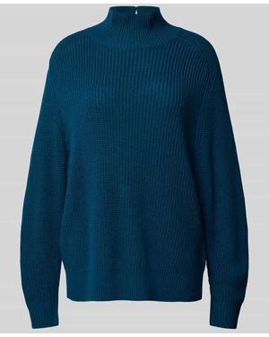 Windsor. Strickpullover Aus Schurwolle Mit Stehkragen - Blau