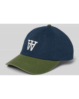 WOOD WOOD Basecap mit Label-Stitching - Blau