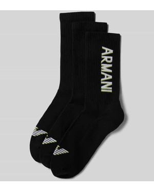 Emporio Armani Socken mit Label-Stitching im 3er-Pack - Schwarz