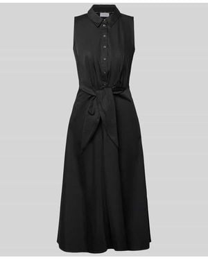 Comma, Midikleid mit Umlegekragen - Schwarz