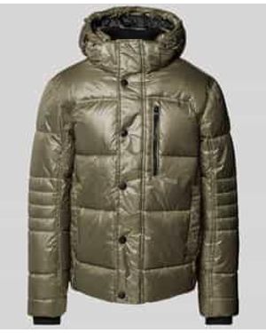 Tom Tailor Regular Fit Gewatteerd Jack Van Ademend Materiaal Met Afneembare Capuchon - Groen