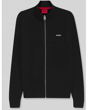 HUGO Strickjacke mit Logo-Schriftzug Modell 'San Jacomo-C' - Schwarz