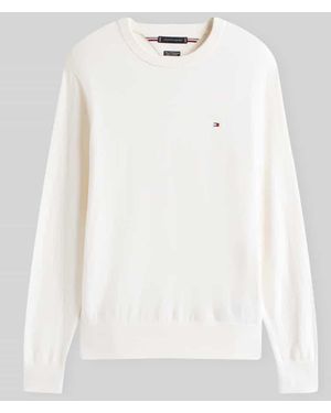 Tommy Hilfiger Regular Fit Pullover aus Baumwoll-Kaschmir-Mix - Weiß