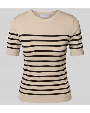 Mango Strickshirt mit gerippten Abschlüssen - Natur