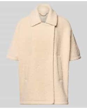 Milano Italy Teddy-Jack Met Halve Mouw En Omgeslagen Kraag - Naturel