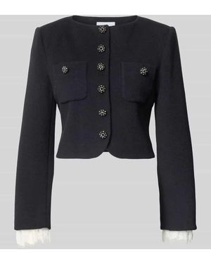 Self-Portrait Jacke aus Woll-Mix mit Kaschmir-Anteil - Blau
