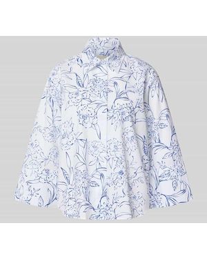 GANT Relaxed Fit Bluse mit verdeckter Knopfleiste und 3/4-Arm - Blau