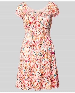 Apricot Minikleid aus Viskose mit Karree-Ausschnitt - Rot