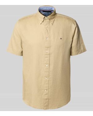 Tommy Hilfiger Regular Fit Freizeithemd aus Baumwoll-Leinen-Mix - Natur