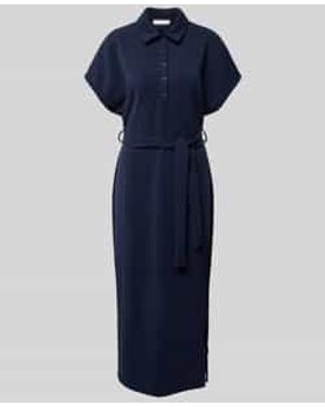 Rich & Royal Midi-Jurk Met Strikceintuur - Blauw