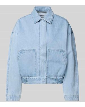 Moves Jeansjacke mit verdeckter Knopfleiste Modell 'Sikorie' - Blau