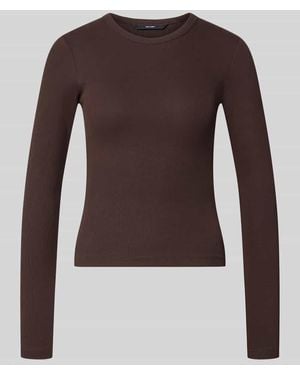 Vero Moda Slim Fit Langarmshirt aus Baumwoll-Mix Modell 'CHLOE' - Braun