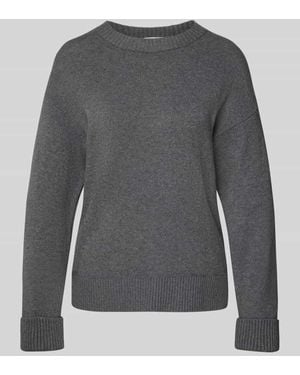 S.oliver Relaxed Fit Strickpullover aus Baumwoll-Mix mit Woll-Anteil - Grau