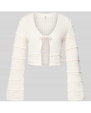 ONLY Regular Fit Strickjacke aus Baumwoll-Mix Modell 'NATALIE' - Weiß